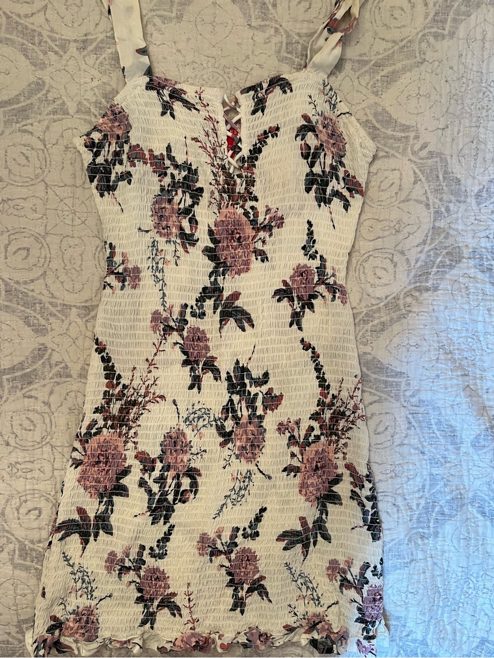 Guess White Mini Dress with Pink Floral Print